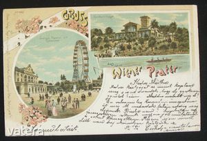 Lithographie postcard Wiener Prater