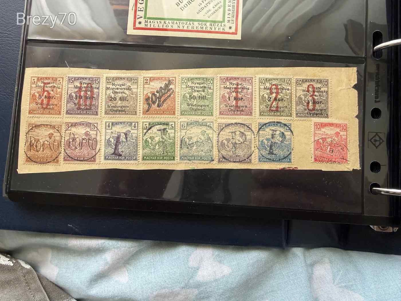 1921 Nyugat-Magyarország felülnyomásos bélyeg tétel magyar bélyegekkel ritka