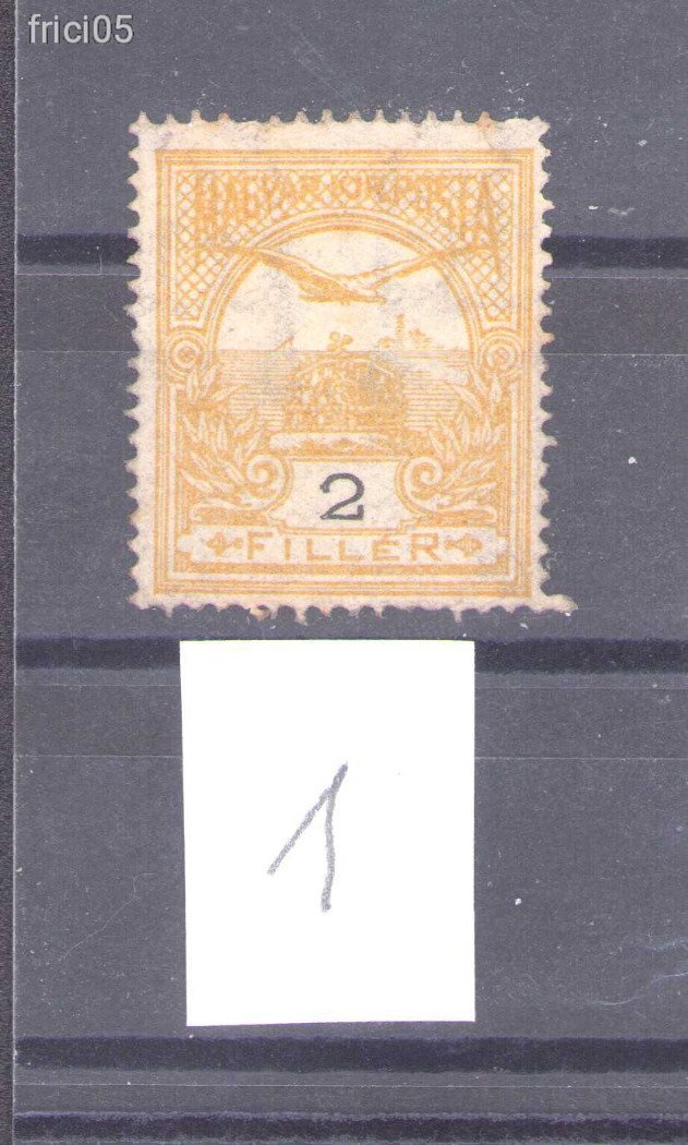 1908, Turul 2 fillér, postatiszta bélyeg, gumi nélkül, V vj
