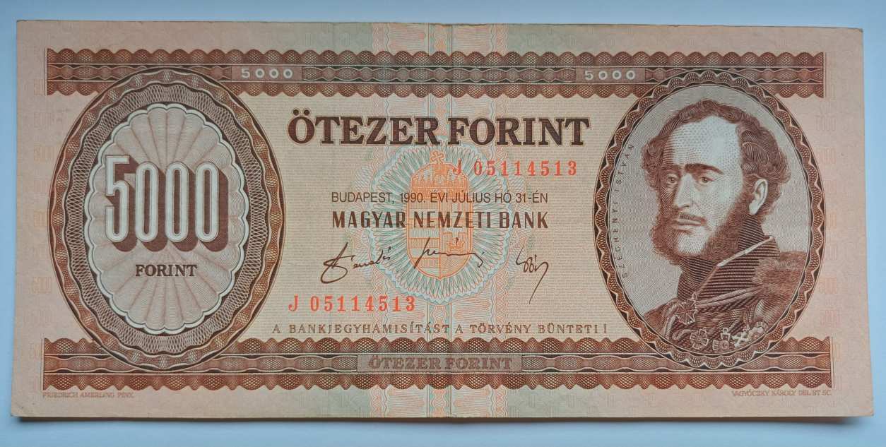 5000 forint 1990 J