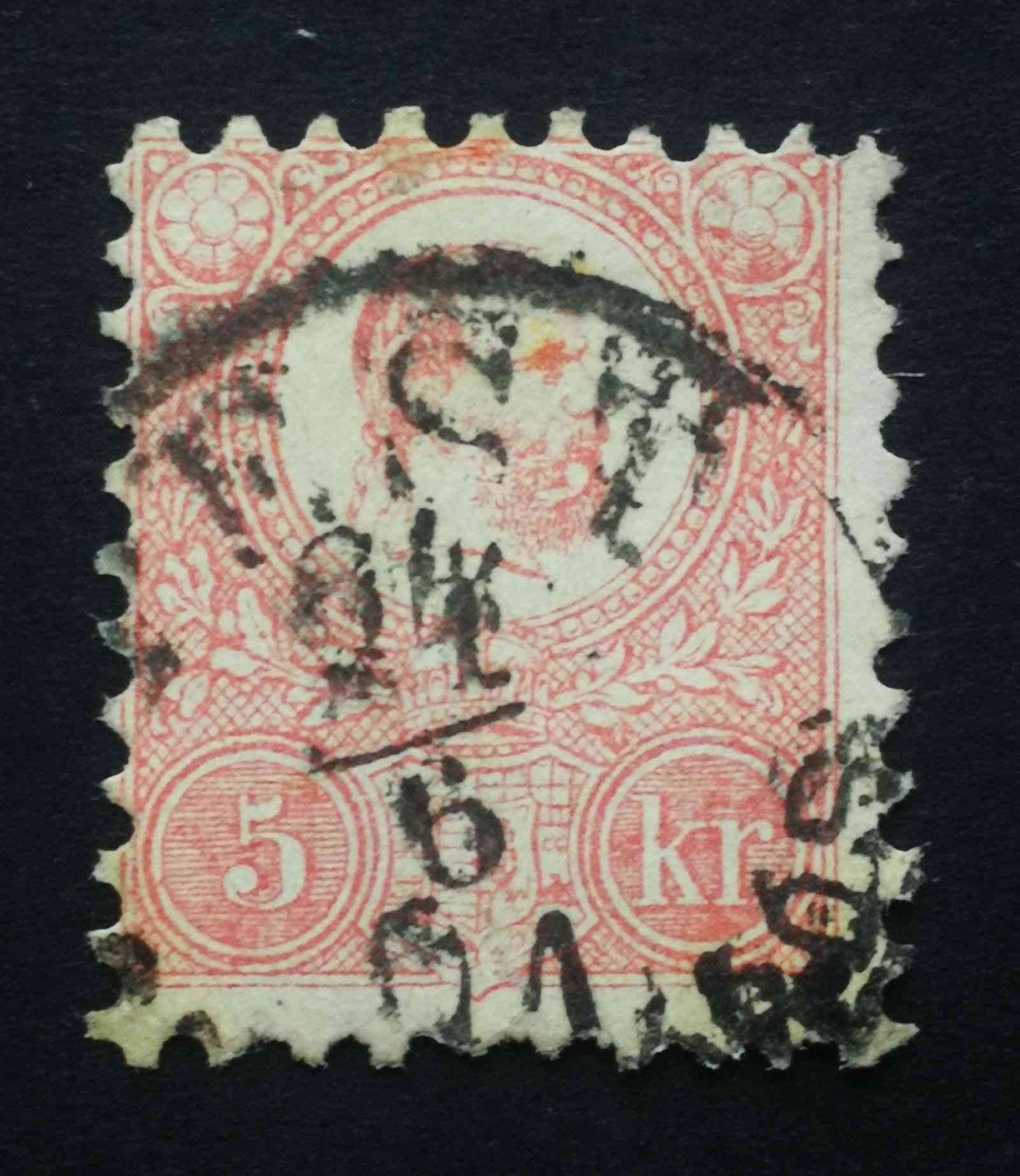 Magyarország 1871 kőnyomat 5 kr. PEST elfogazva G3