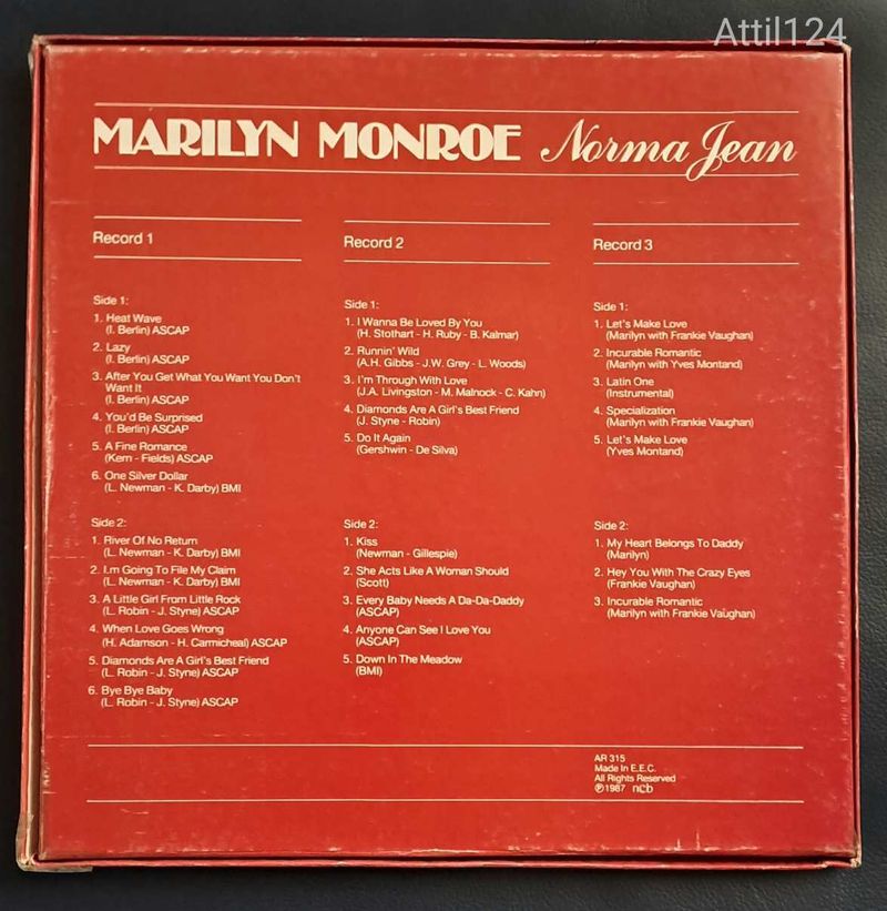 Marilyn Monroe  bakelit Box 3 Lp