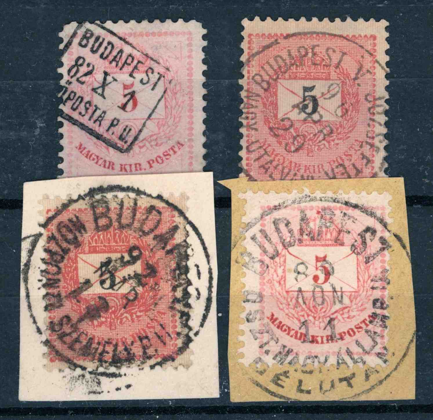 1881+ krajcáros jobb bélyegzések BUDAPEST pl V. JÓZSEFTÉR / NAGY UTALVÁNY  leírás Gudlin 105p (e80)