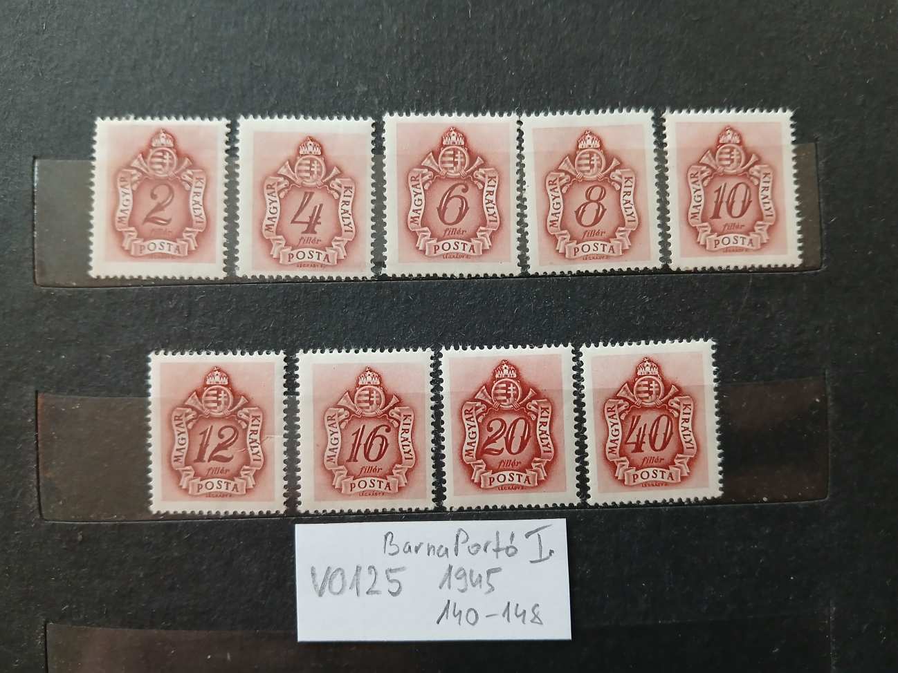 V0125 Magyar bélyeg 1941 PORTÓ 140-148  postatiszta  - kat.ár 1000 HUF  