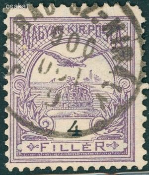 1900 turul ritka SZABAD-SZ.-KIRÁLY bélyegzés Baranya Gudln E3.20 / 100p (d94)