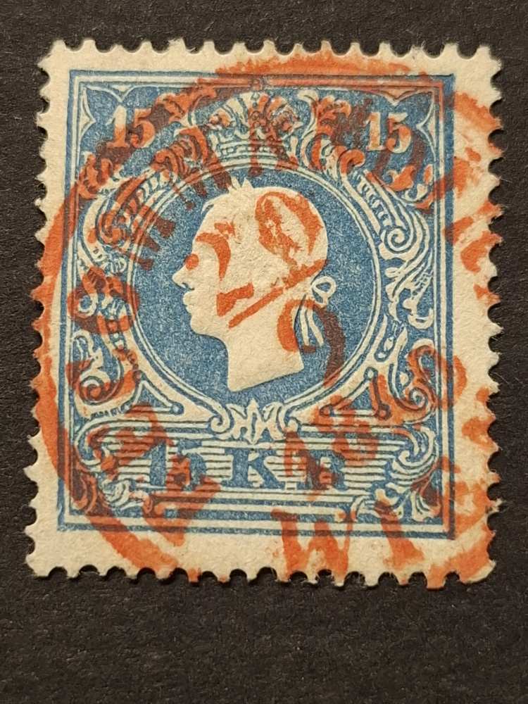 1858 könyvnyomat dombornyomással Piros Recomandirt 15 kr