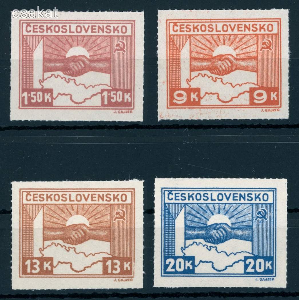 1945 CSEHSZLOVÁKIA térképek postatiszta ** sor (e27)