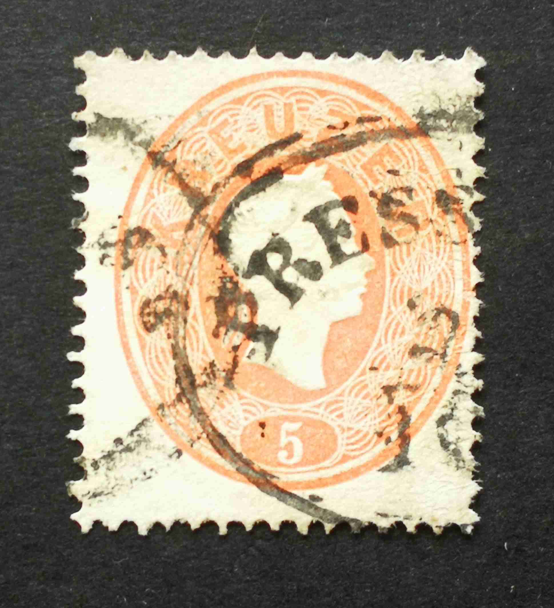 Magyarország 1861 Könyvnyomat 5 Kr. PRESS(BU)RG Pozsony C2.4 Gudlin 25