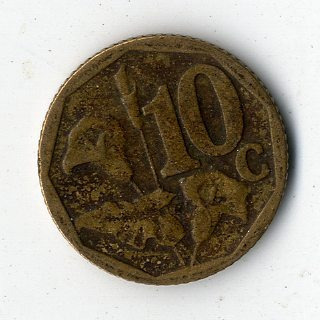 Dél-Afrika bronz-acél 10 Cent 2000