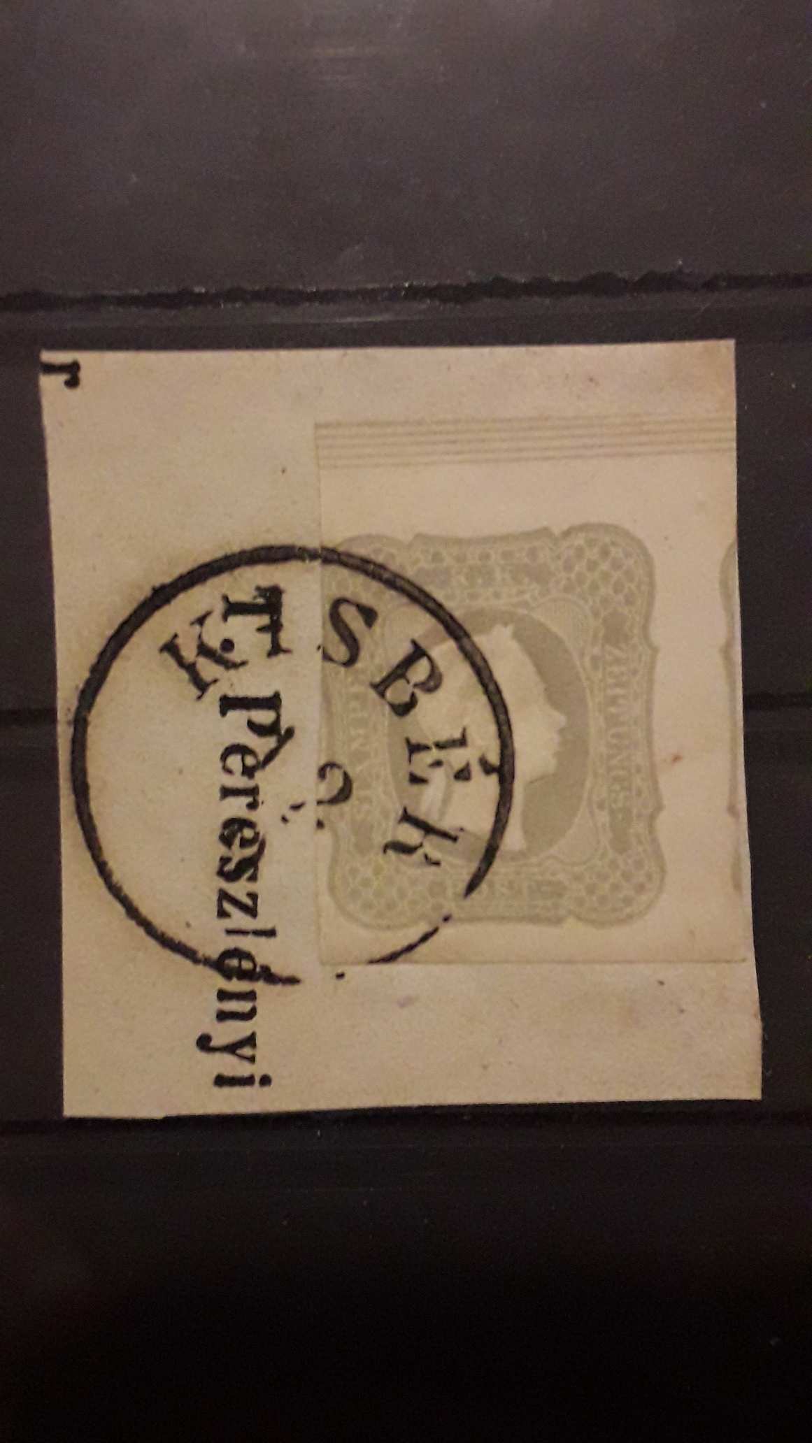 1861. Hírlapbélyeg szűrke kivágáson KISBÉR (1300.€+++)