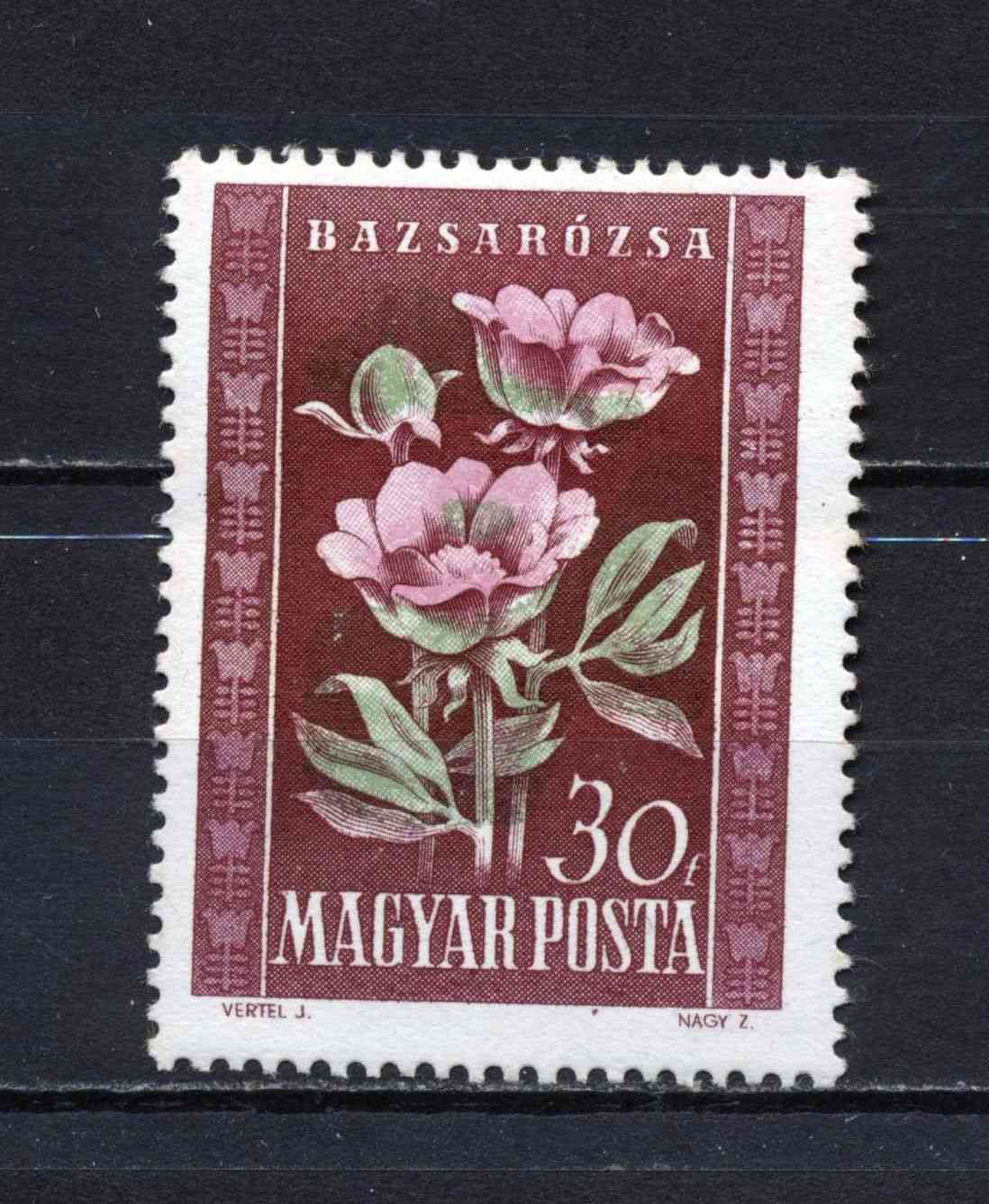 Tévnyomat! 1950 Virág I. jelentősen elcsúszott virágszínnyomat, postatiszta
