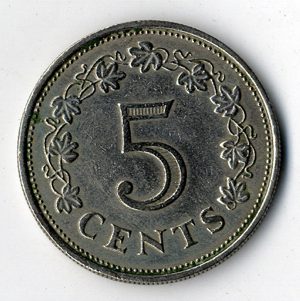 Málta nikkel 5 Cent 1972
