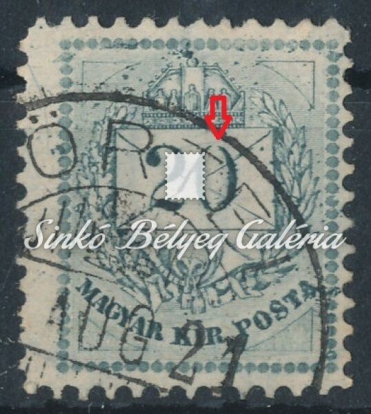 1881. Színesszámú krajcáros 20kr bélyeg