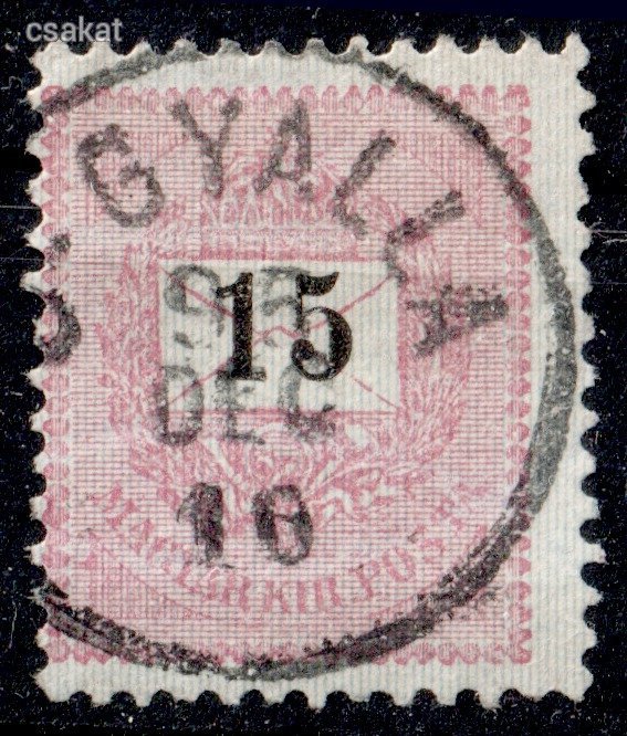 1889 feketeszámú krajcaros Ó-GYALLA lebélyegzés Felvidék Slovakia Gudlin E3.20 / 50p (d47)