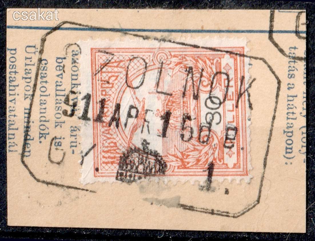 1909 turul SZOLNOK / 1. gyújtő bélyegzés MPPFB GY14 / 500p (d49)