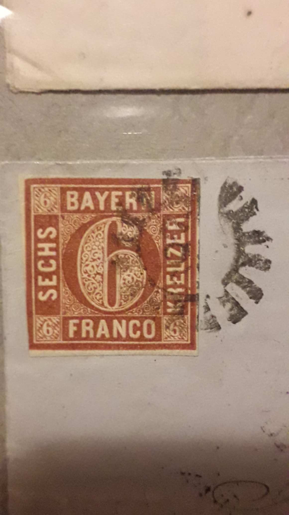 1850. Bayern Ó-német 6kr levél