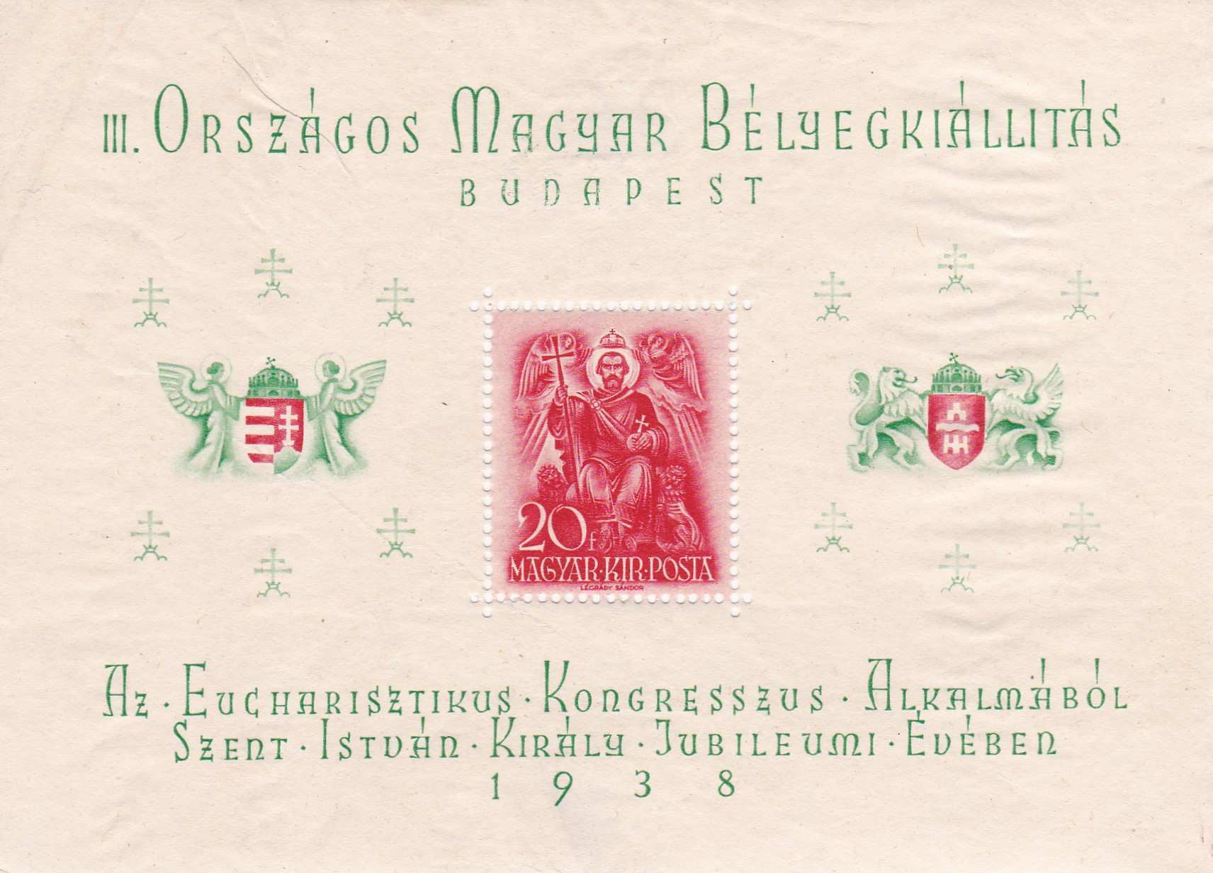Országos Bélyegkiálitás 1938 Posta-tiszta
