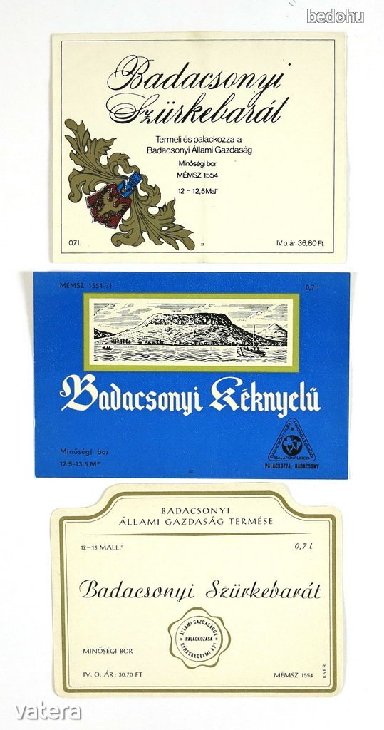 3 db badacsonyi borcímke.