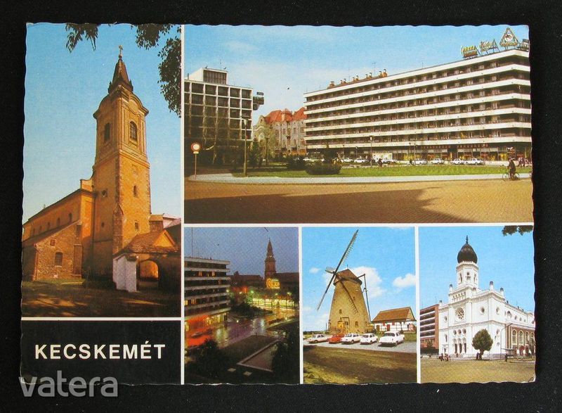 Kecskemét, szélmalom, katolikus templom,...