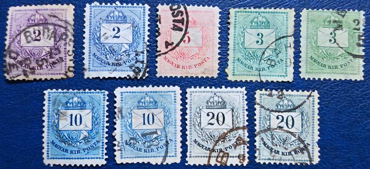 1881 Színesszámú krajcáros sorozat teljes színváltozatokkal használt!