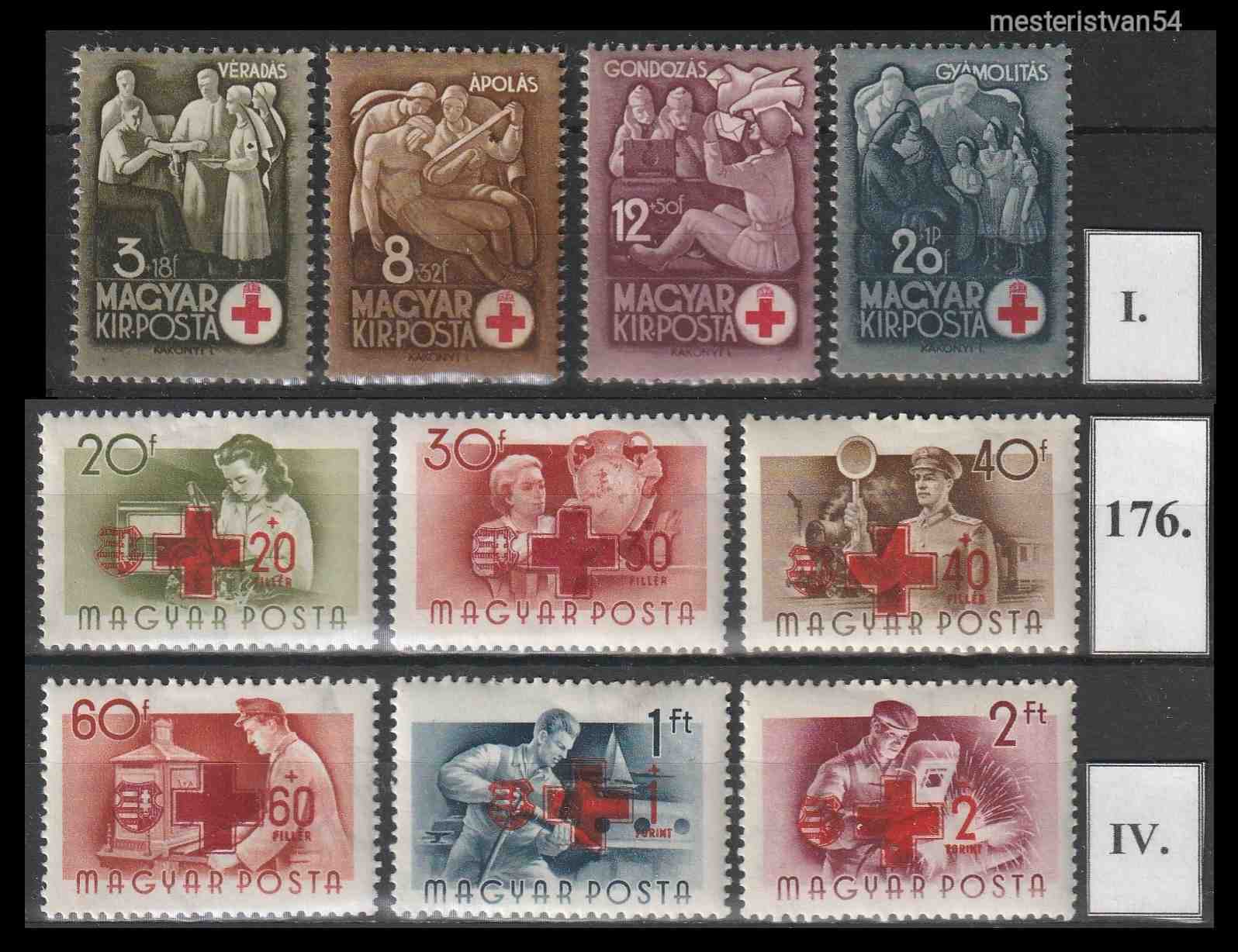 1942 Vöröskereszt (I) + 1957 Vöröskereszt (IV) N-176