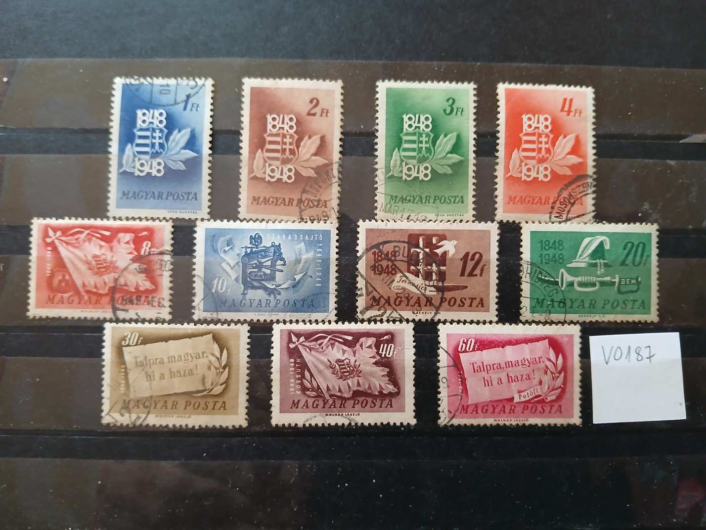V0187 Magyar bélyeg 1948 1048-1058 pecsételt falcos