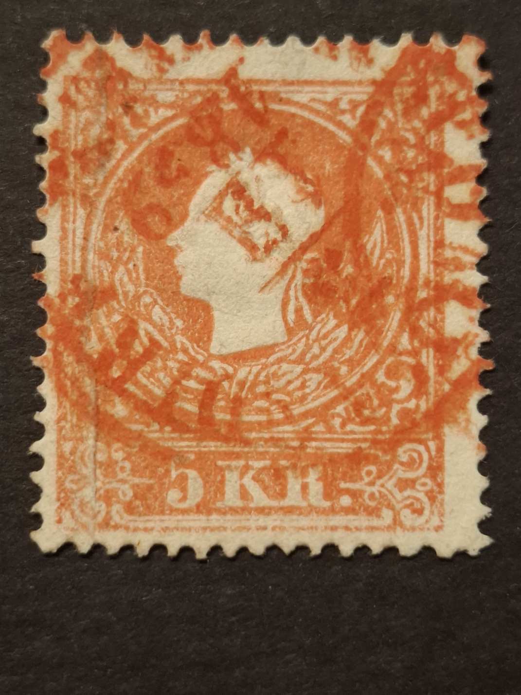 1858 könyvnyomat dombornyomással Piros Recomandirt 5 kr
