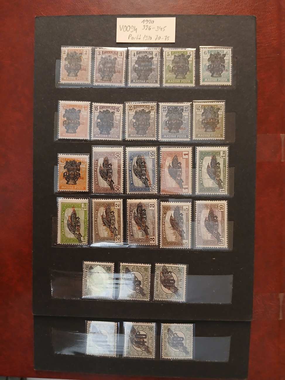 V0094 Magyar bélyeg 1920 326-345 portó 1920 70-75 postatiszta