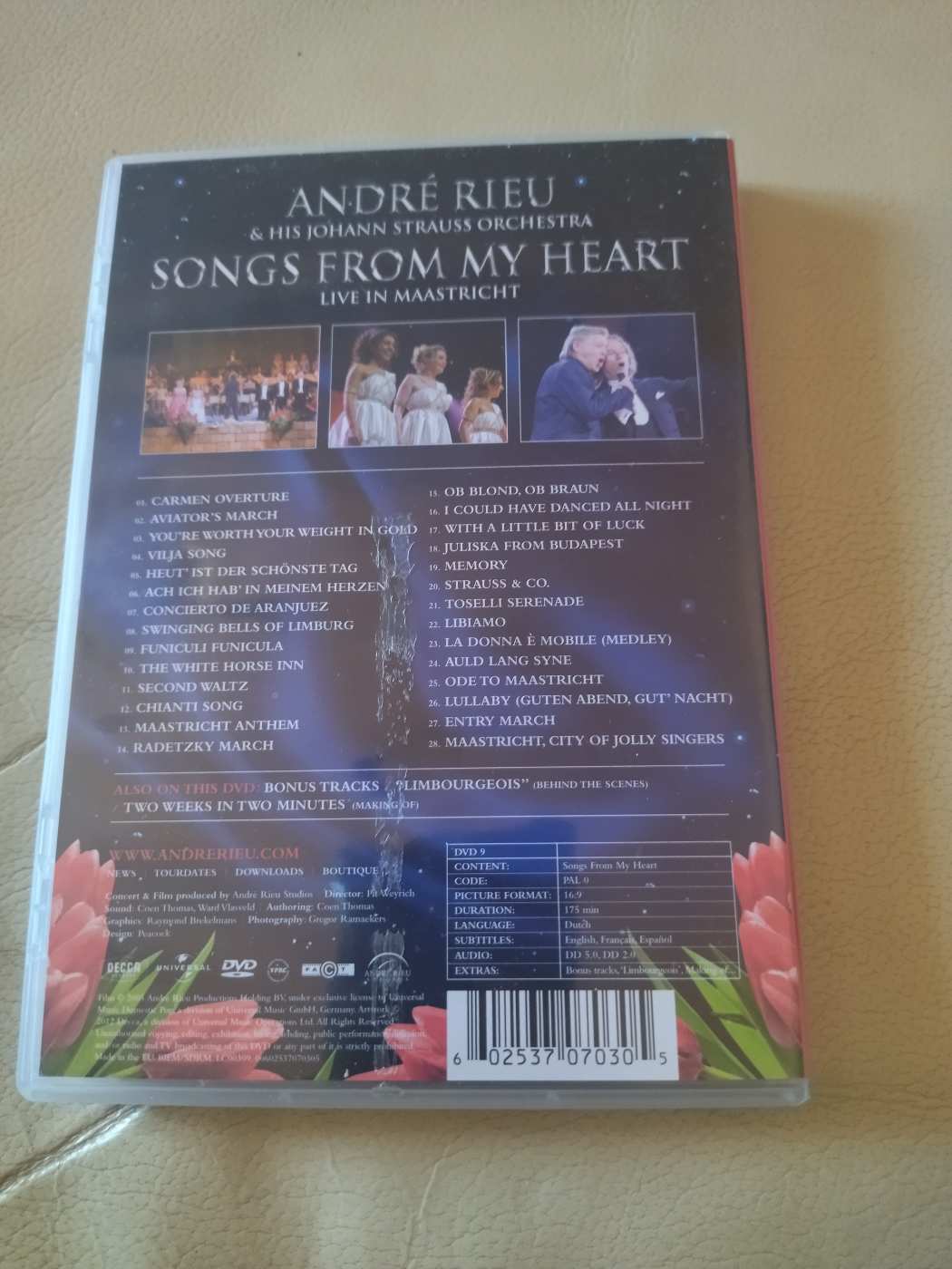 André Rieu Live in Maastricht Songs From My Heart dvd booklettel
