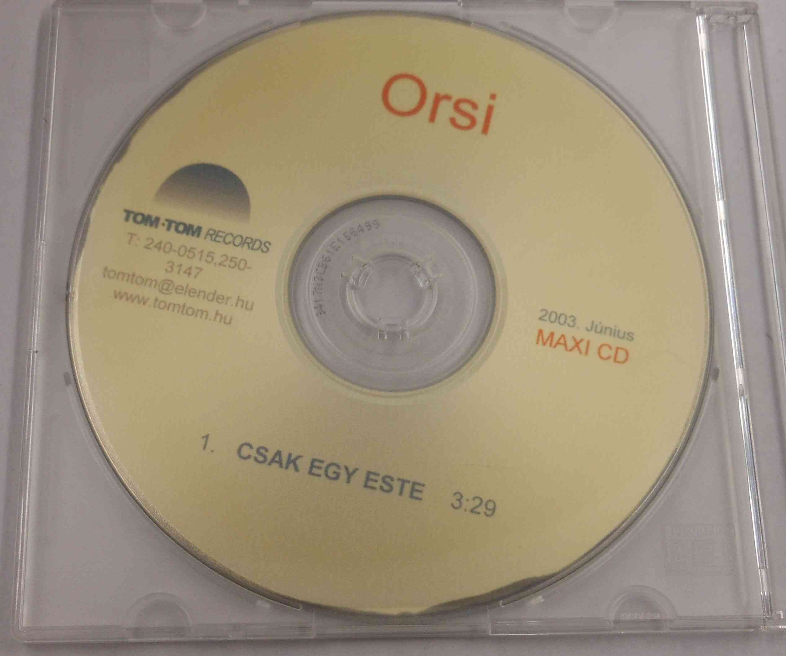 Orsi: Csak egy este.  Maxi CD