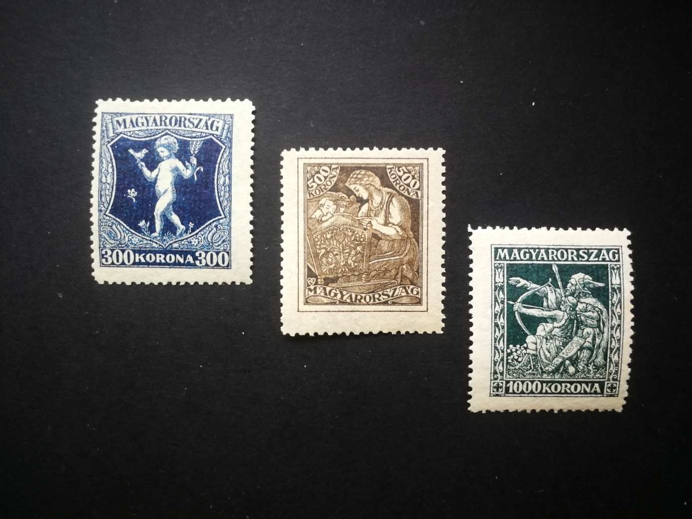 Magyarország 1924 Jótékonyság 300 K apró gumihiba L