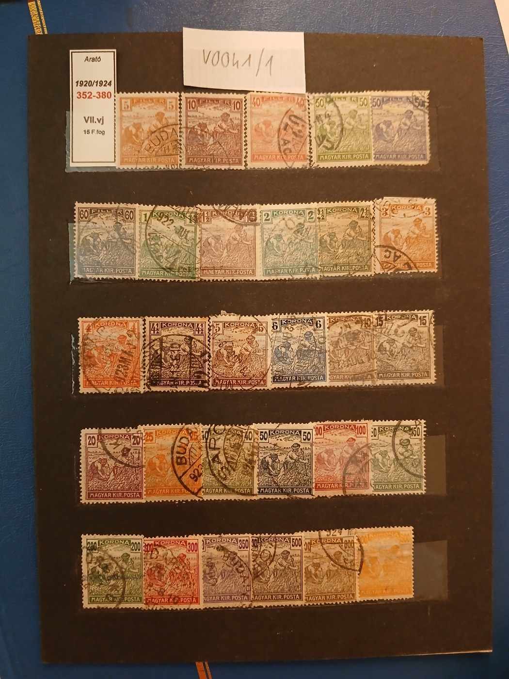 V0041 Magyar bélyeg 1920 352-380   falcos pecsételt