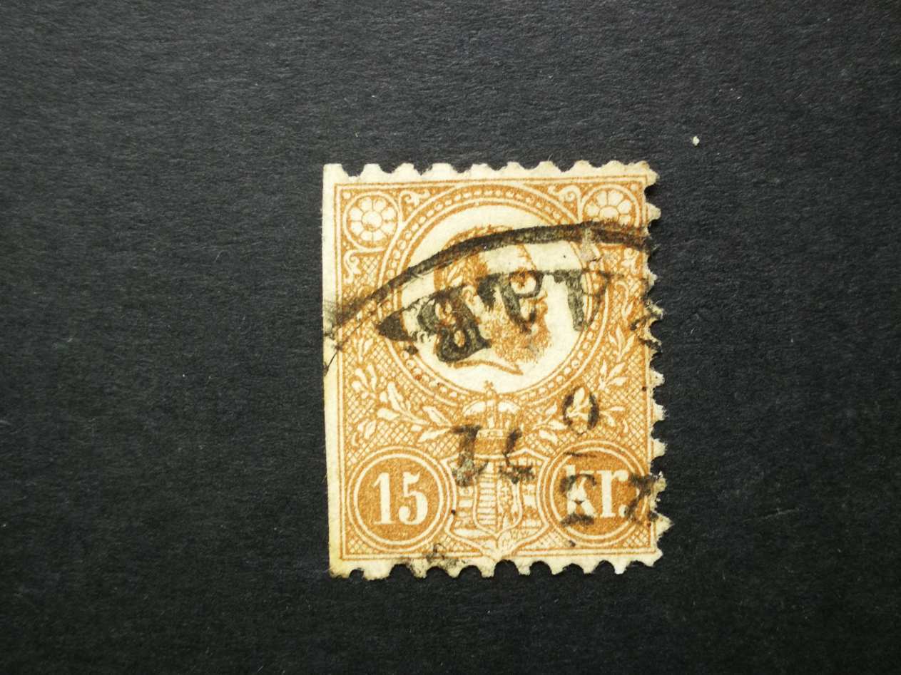 Magyarország 1871 Kőnyomat 15 kr. fogazat levágva, apró lyuk E2