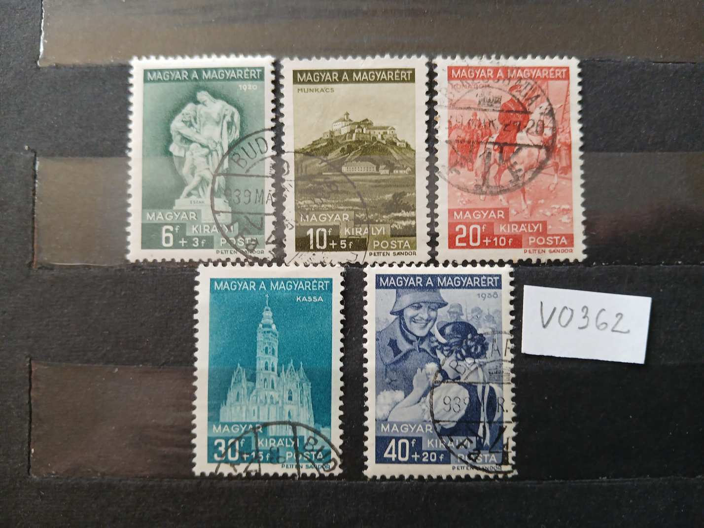 V0362 Magyar bélyeg 1939 626-630 bélyegzett