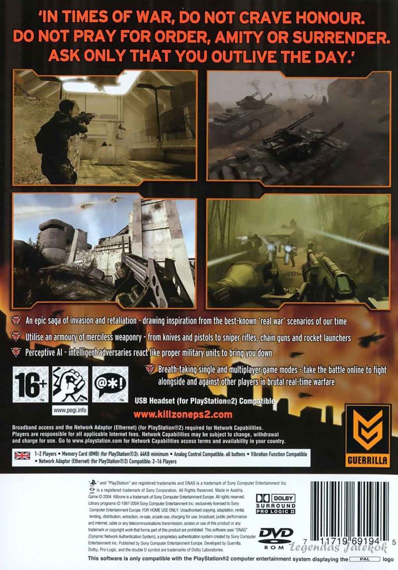 Killzone Ps2 játék PAL (használt)