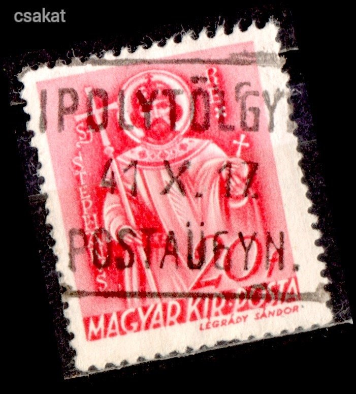 1941 IPOLYTÖLGYES postaügynökség bélyegzés a ritka PÜ40 típus MPPFB 200p (c82)