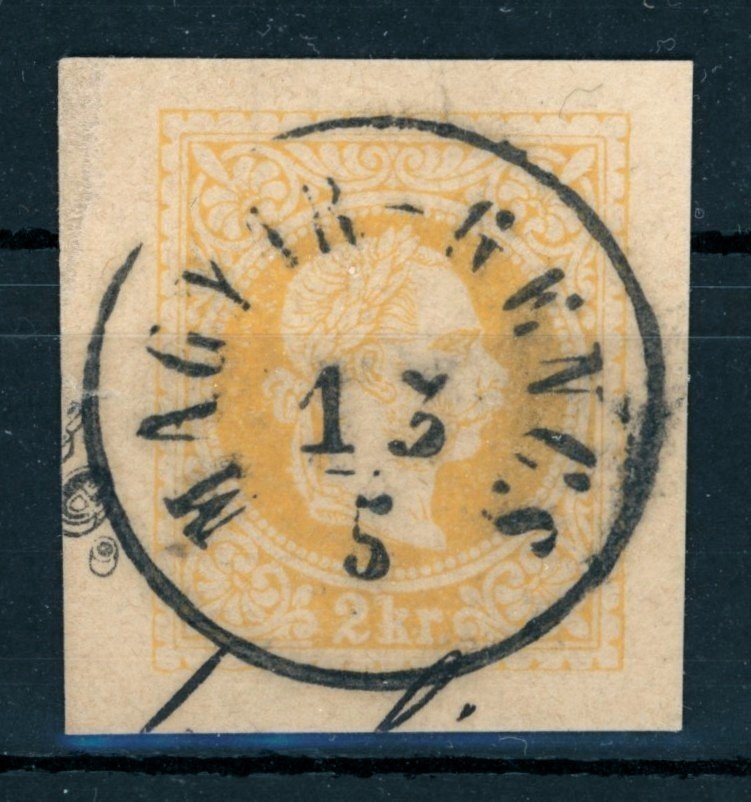 1867 karjcáros MAGYAR-GENCS bélyegzés díjjegyes kivágáson Vas / Gudlin E2.2 / 400 pont (e78)