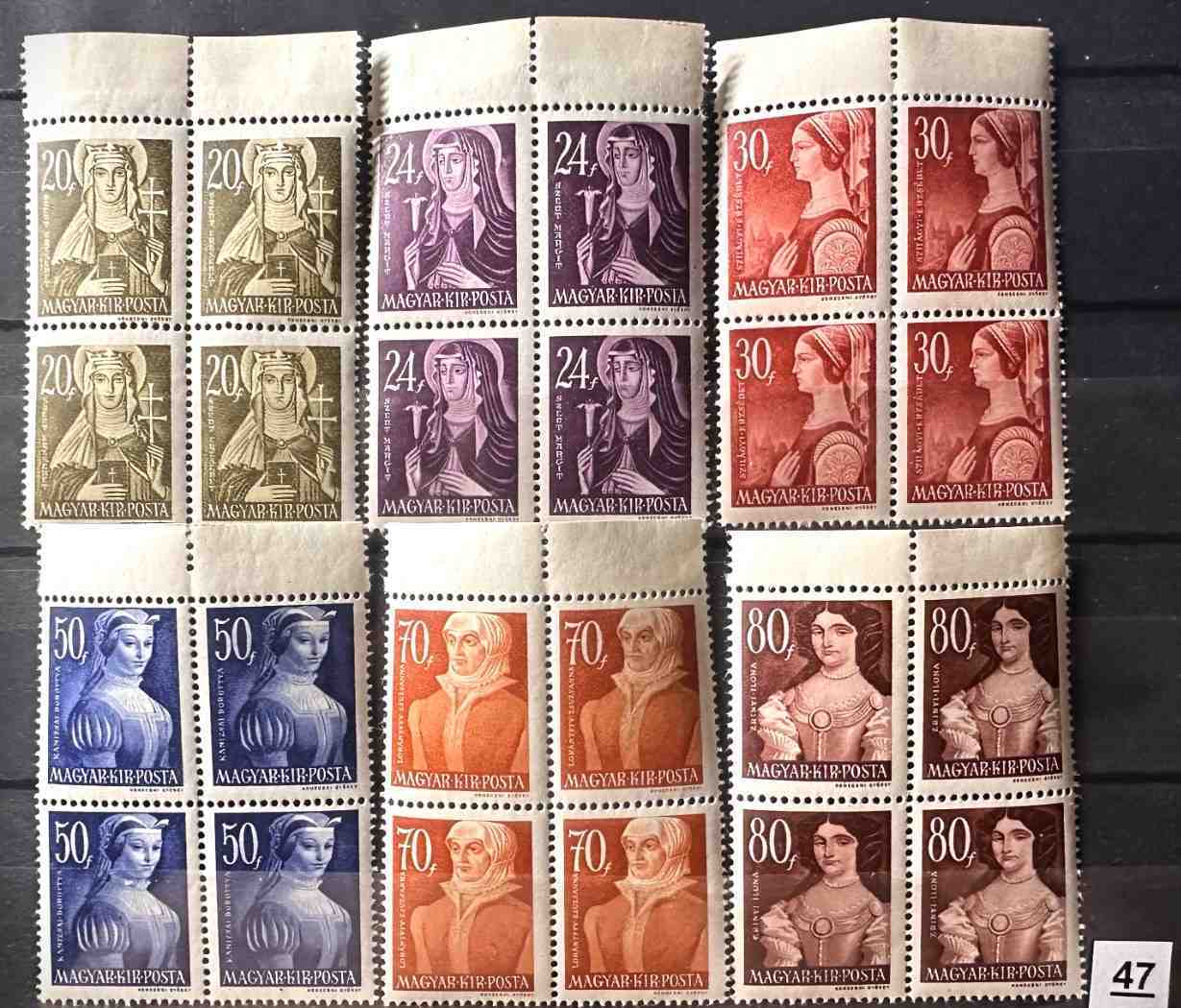 1944 NAGYASSZONYOK LUXUS MAGYAR POSTATÍSZTA BÉLYEG SOR 4-ES TÖMB** -47.-