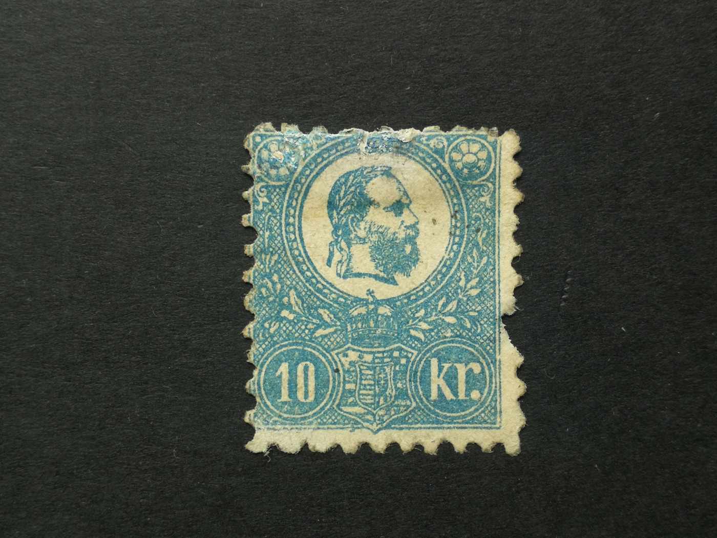 Magyarország 1871 kőnyomat 10 kr. gumi nélkül, apró hiány A
