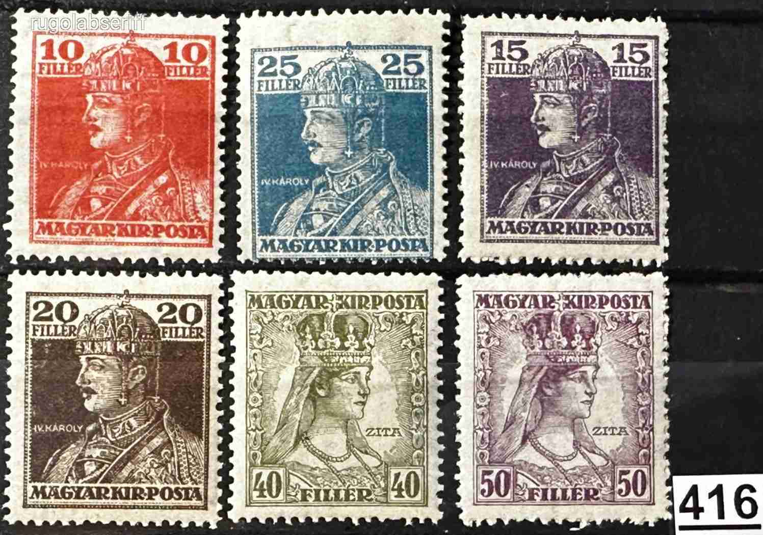 1918 KÁROLY- ZITA MAGYAR BÉLYEG SOR  POSTATISZTA**