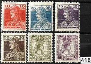 1918 KÁROLY- ZITA MAGYAR BÉLYEG SOR POSTATISZTA**