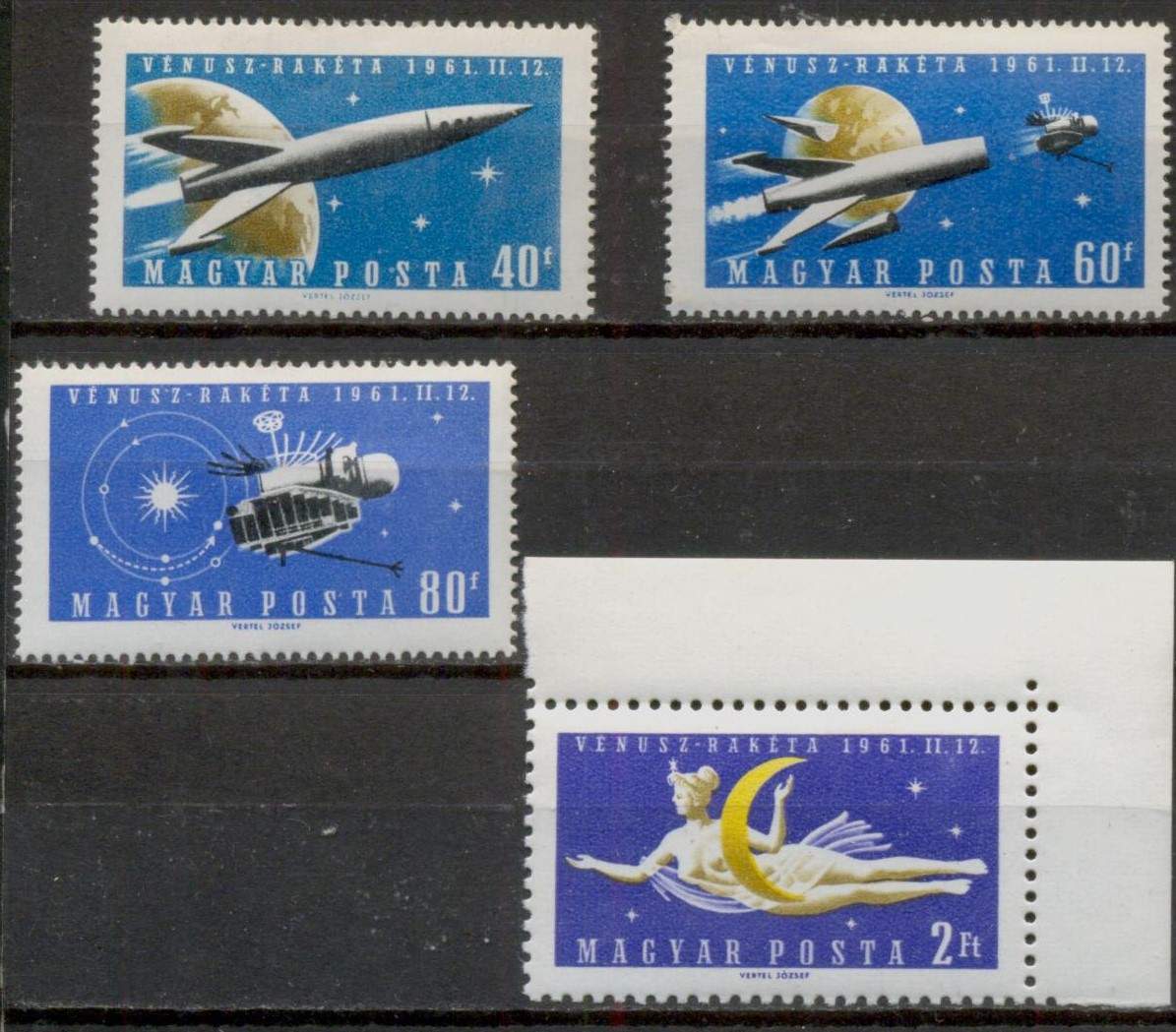 m322 - 1961 vénusz-rakéta postatiszta teljes sorozat (4 db) - magyar posta