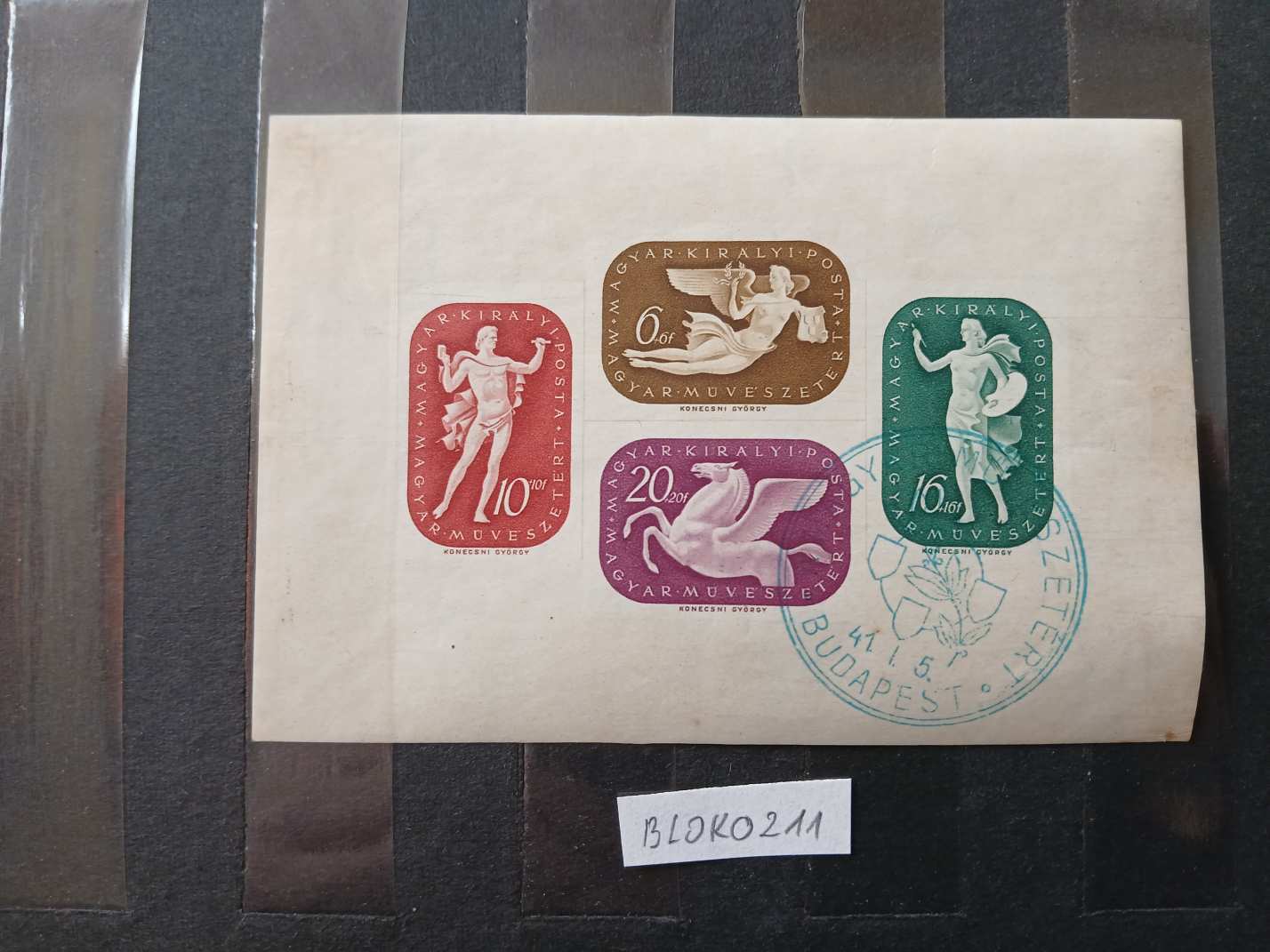 BLOK0211 Magyar bélyeg blokk MŰVÉSZ 1941 680-683 bélyegzett kat.ér - 1500 HUF