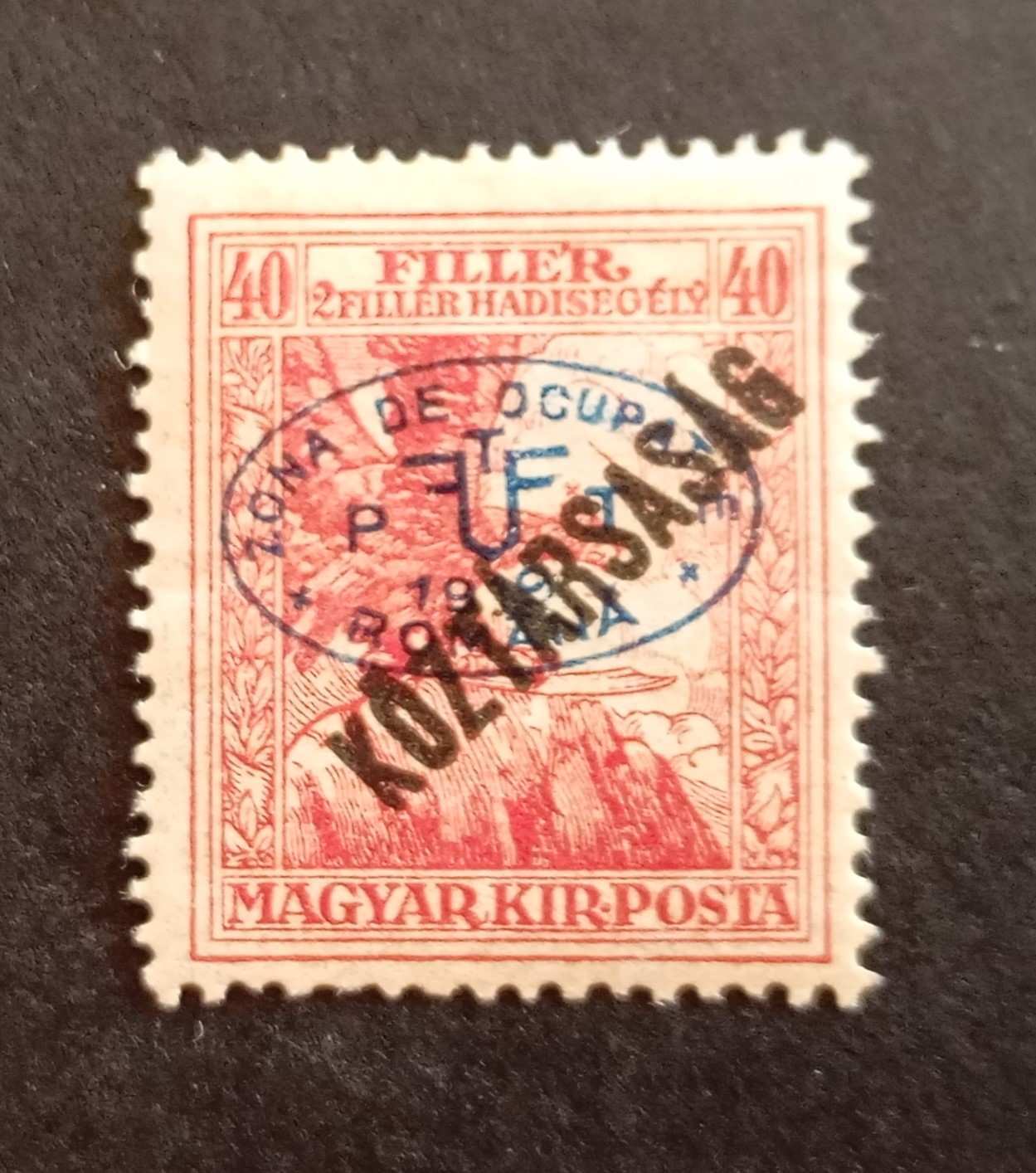 Magyarország 1919 Debrecen román megszállás Hadisegély/Köztársaság 40 F * falcos H