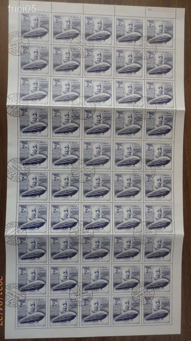 1988, Ferdinánd von Zeppelin, pecsételt teljes ívek, hajtott, 2, 4, 4 Ft