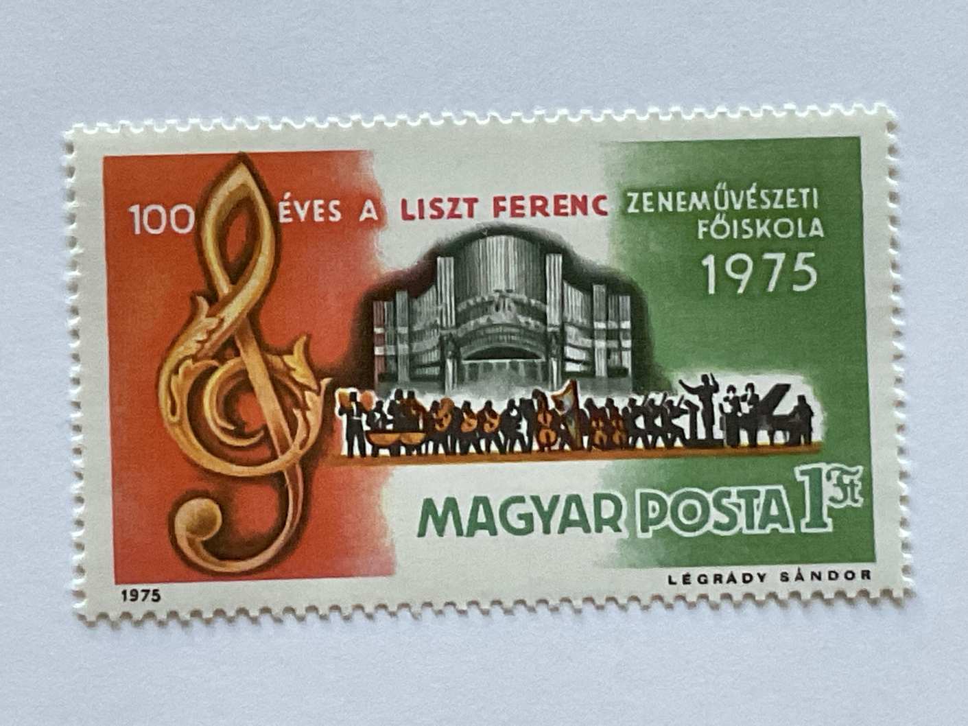1975 100 éves a Liszt Ferenc Zeneművészeti Főiskola - 1 Ft bélyeg
