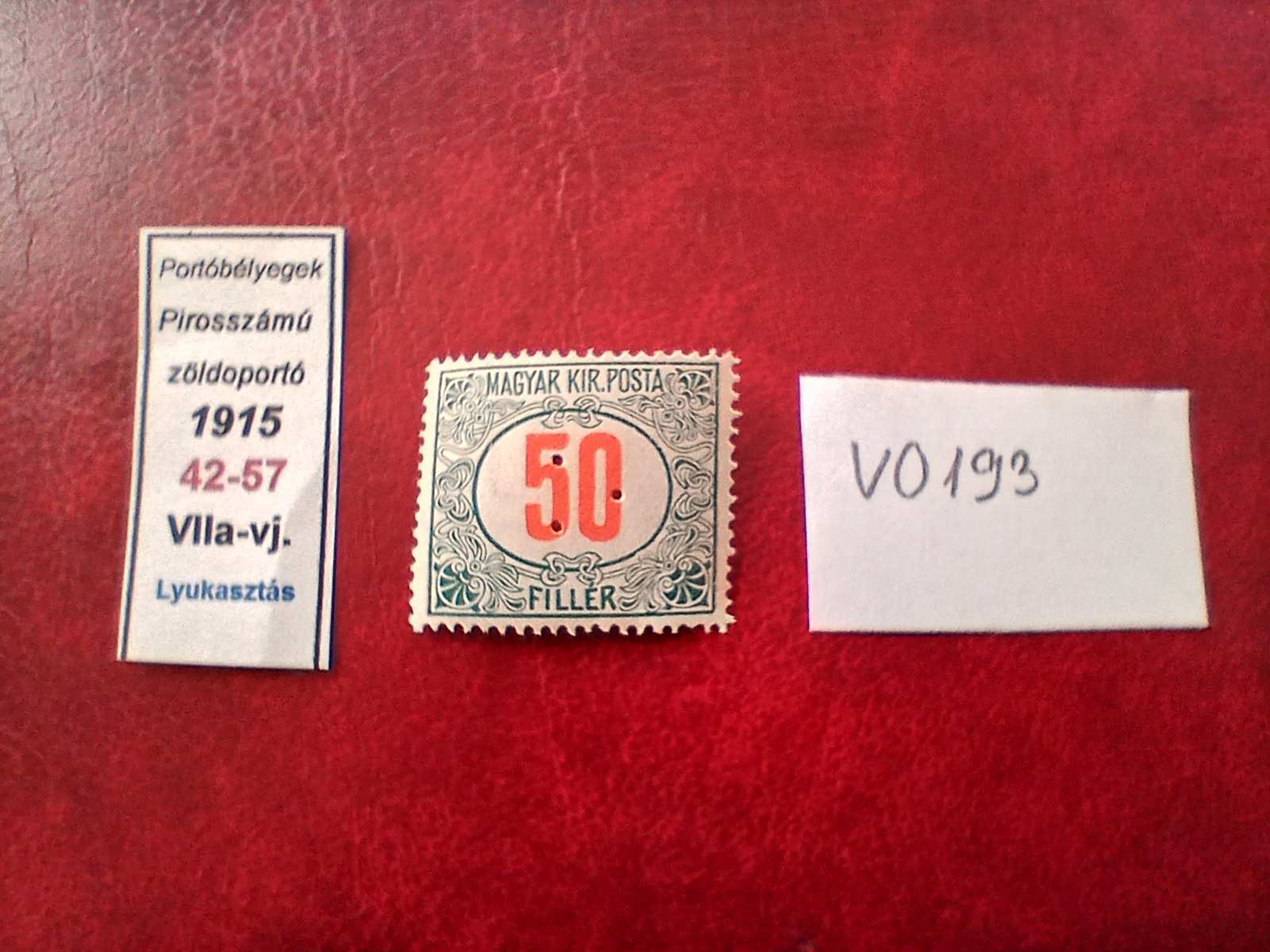 V0193 Magyar bélyeg 1915 42-57 50 fillér hármas lyukasztás eredeti gumirozás postatiszta 