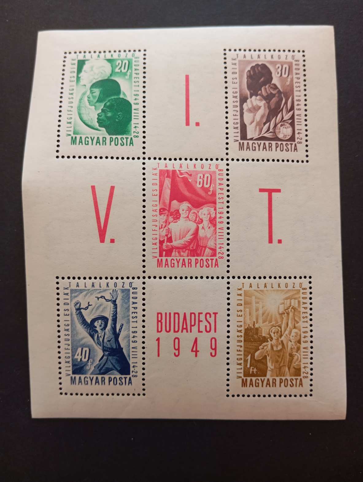 Magyarország 1949 VIT I. Budapest ** postatiszta kat. ár 9000 Ft L