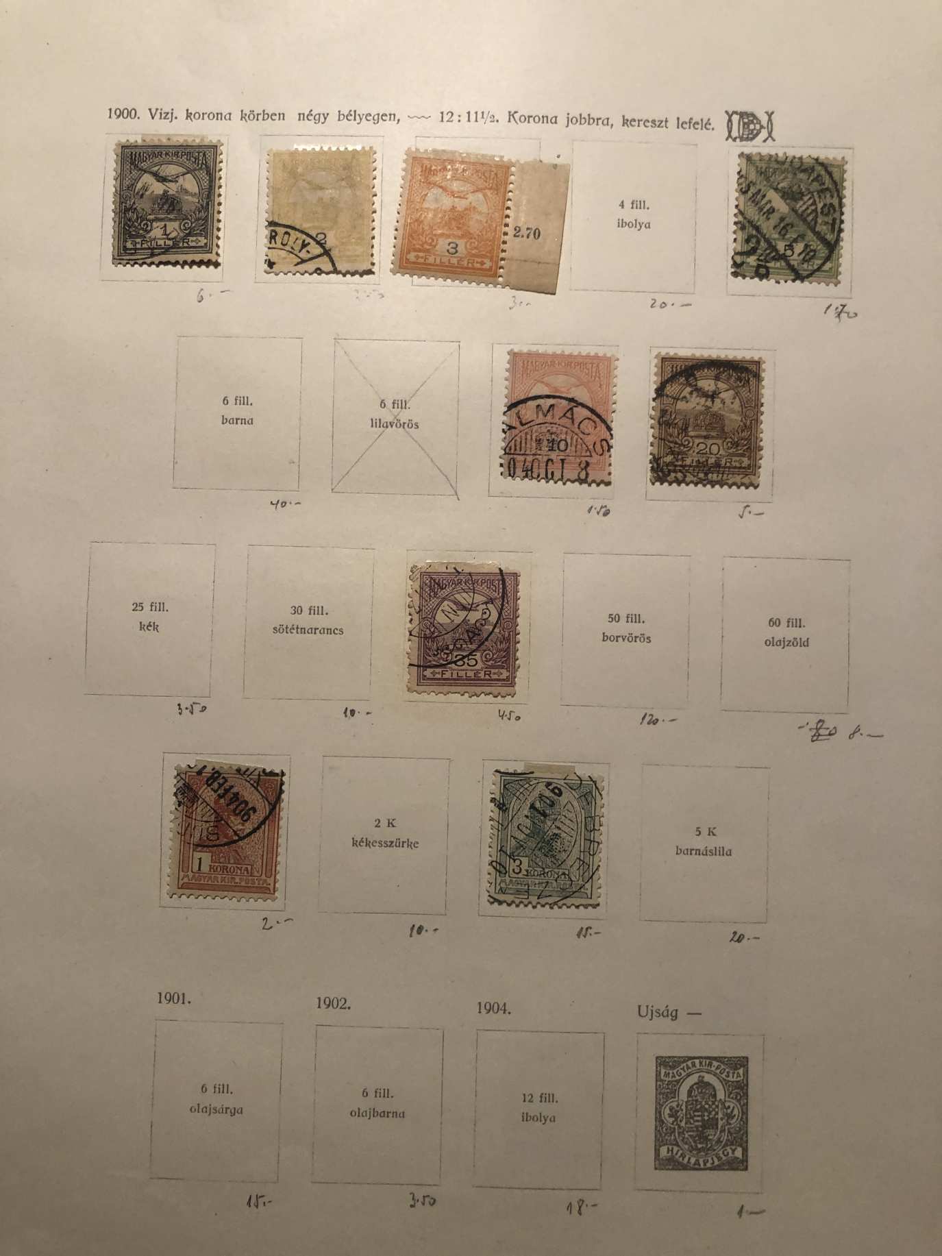 Magyar Királyi Posta 1900 9 darab