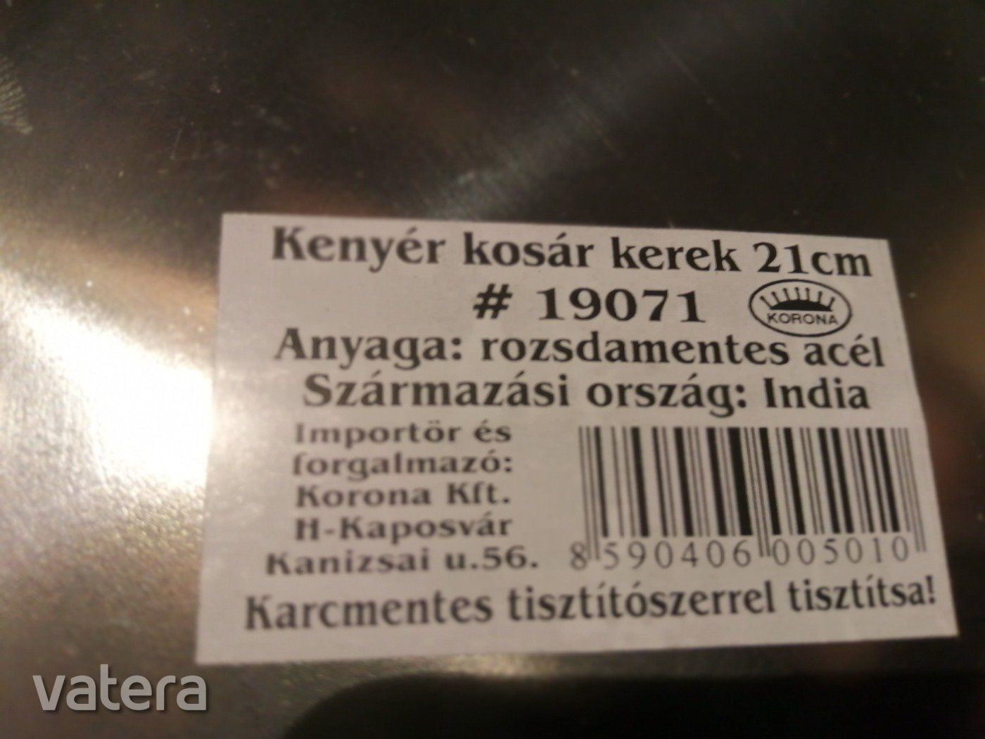 fém kenyérkosár